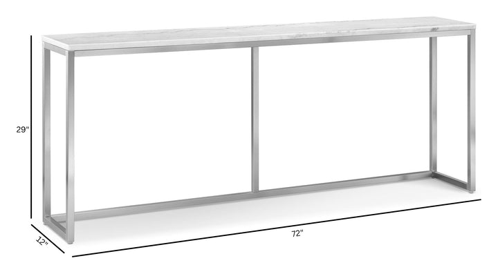 Esme White Marble And Brushed Nickel Rectangular Sofa Table - T5763-73