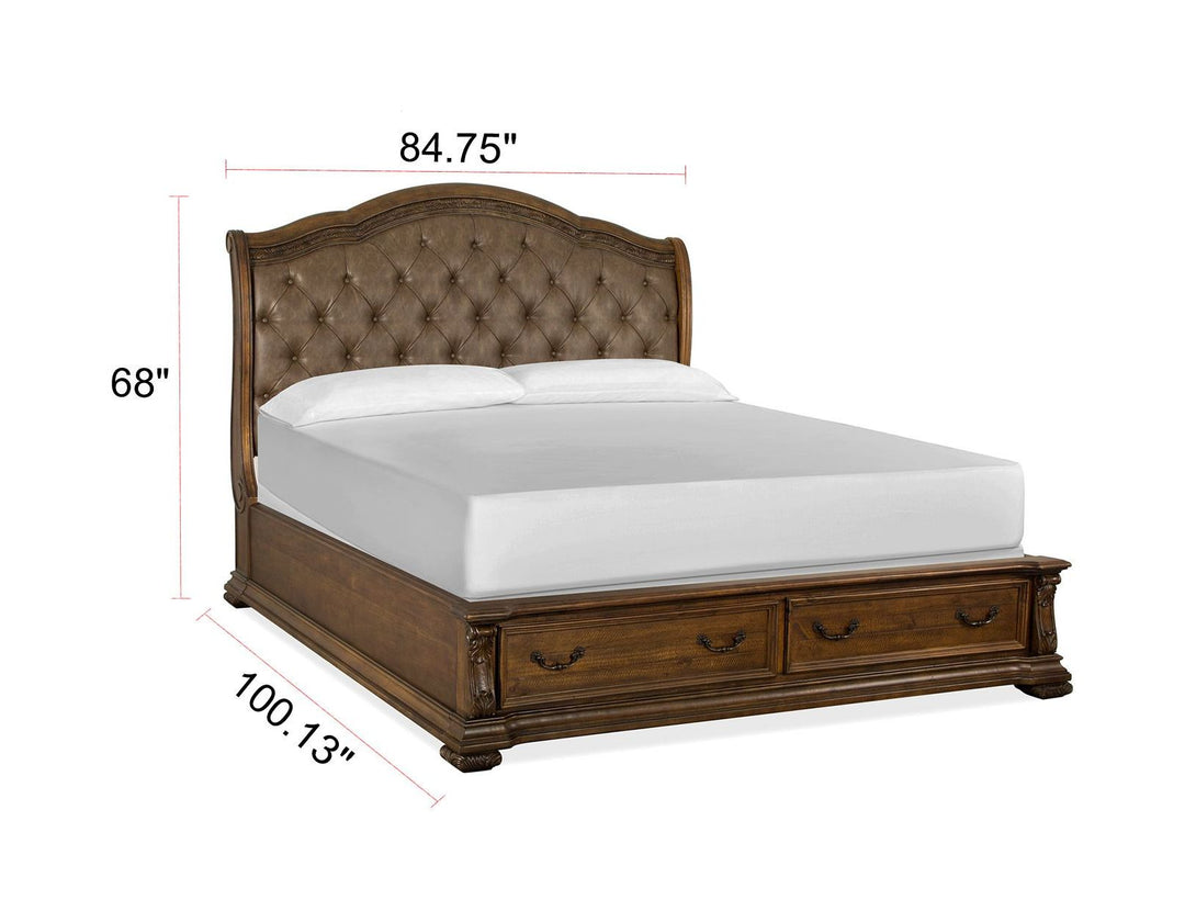 Durango Willadeene Brown King Upholstered Sleigh Storage Bed - B5133-62A