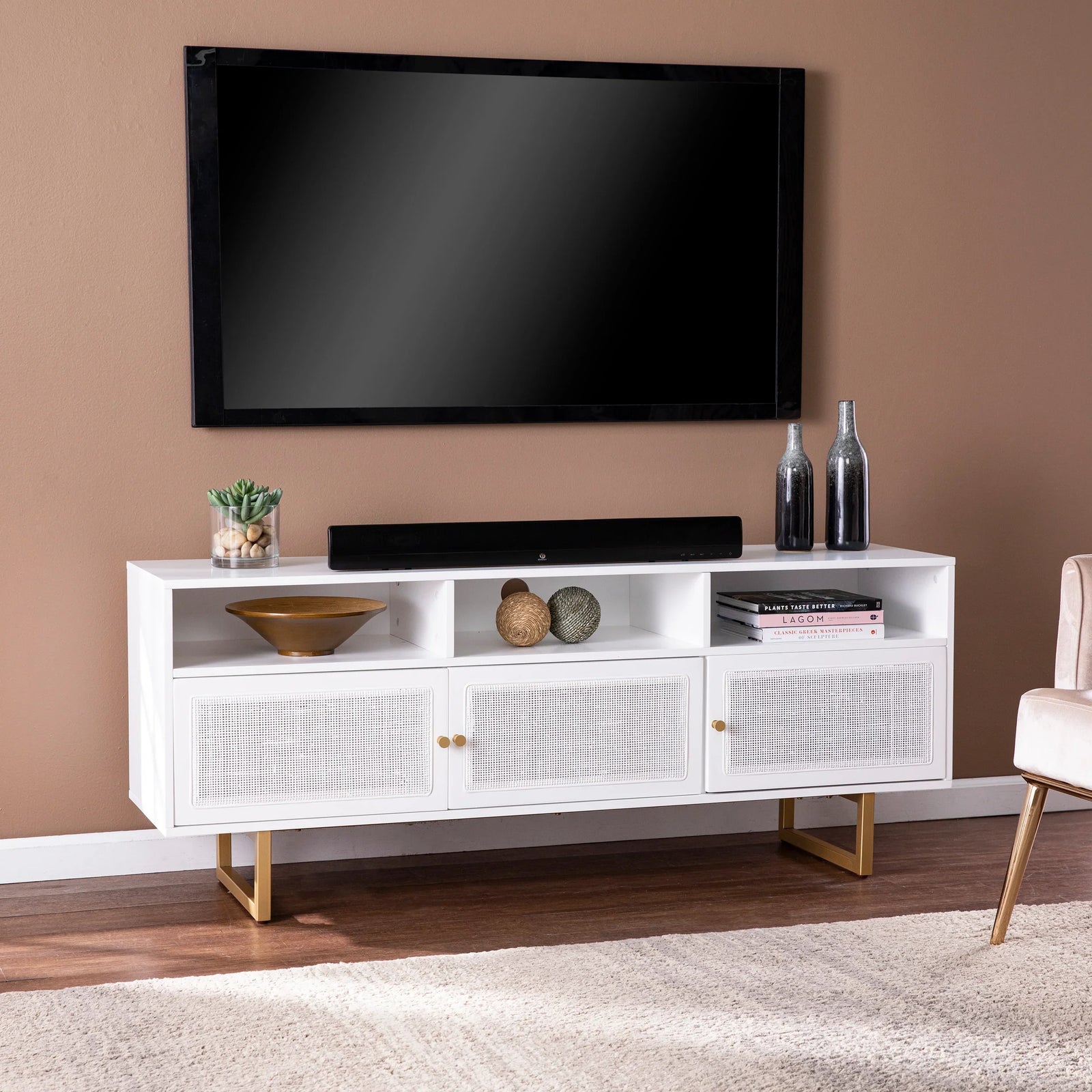 SEI Furniture Mursley Media Cabinet w/ Storage - White MEDIA + TV STANDS