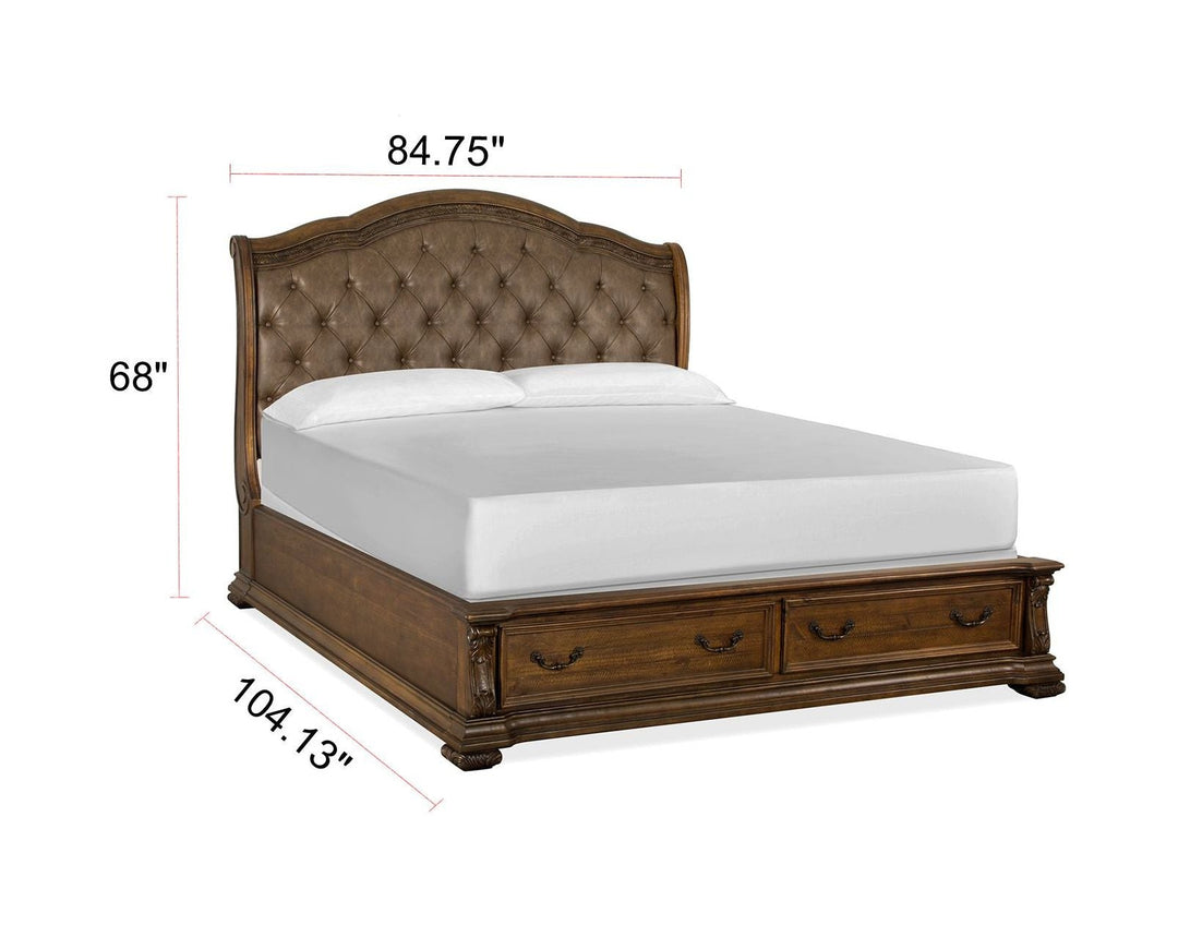 Durango Willadeene Brown Upholstered Sleigh Storage Bed