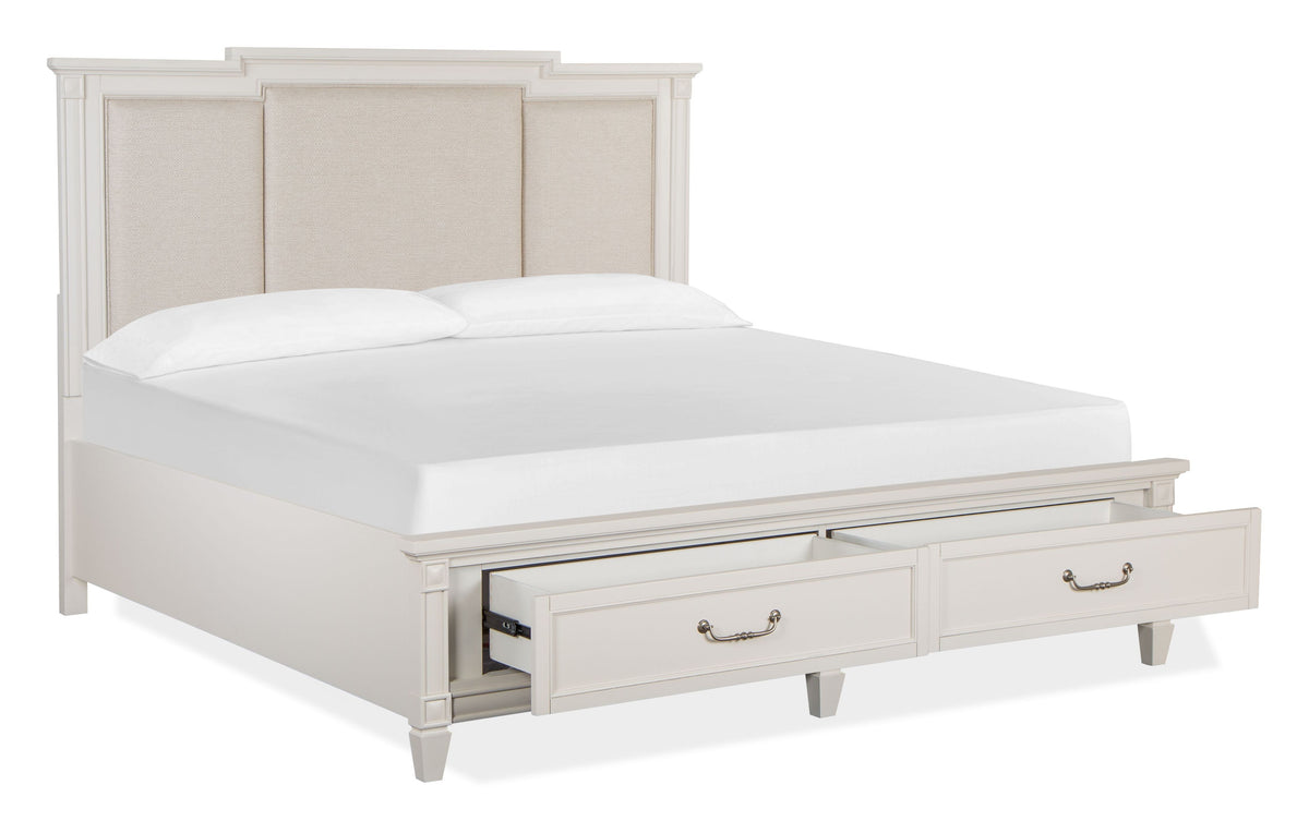 Willowbrook Egg Shell White California King Panel Upholstered Storage Bed - B5324-75A