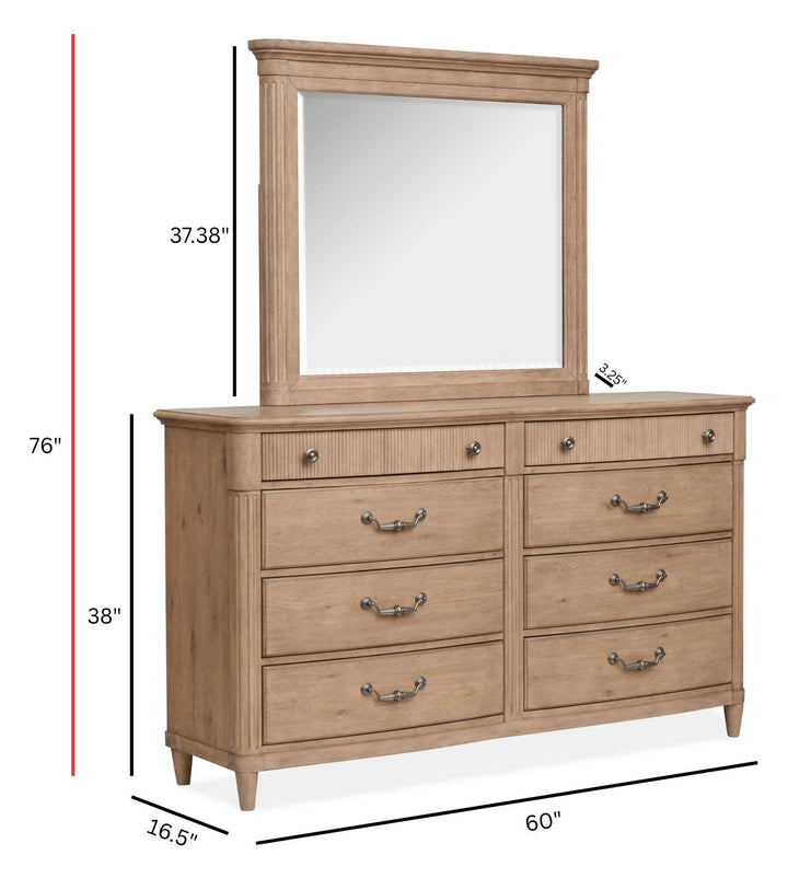 Harmony Heights Belgium Wheat Double Drawer Dresser With Landscape Mirror - B6400-2240
