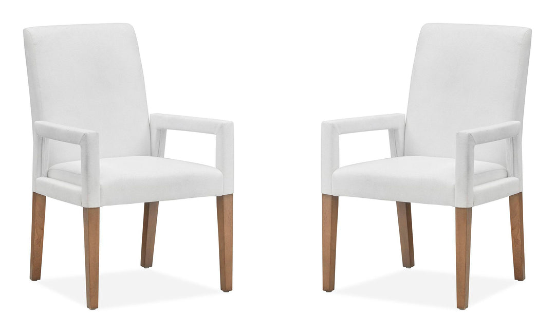 Lindon Belgian Wheat White Upholstered Arm Chair - Set of 2 - D5570-73W