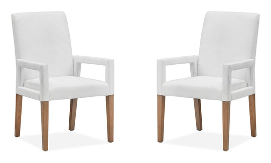 Lindon Belgian Wheat White Upholstered Arm Chair - Set of 2 - D5570-73W