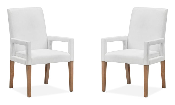 Lindon Belgian Wheat White Upholstered Arm Chair - Set of 2 - D5570-73W