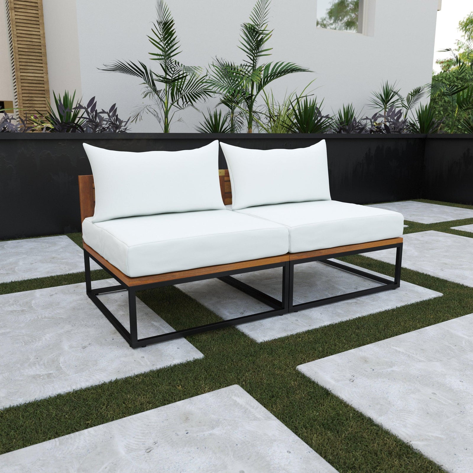 SEI Furniture Taradale Modular Outdoor Loveseat w/ Cushions OUTDOOR SOFAS + SECTIONALS