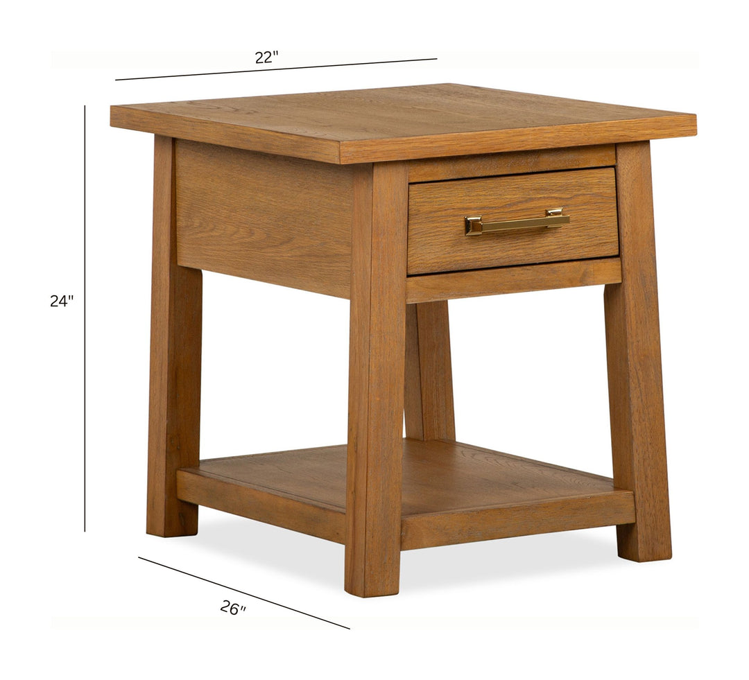 Lindon Belgian Wheat Drawer End Table - T5570-02