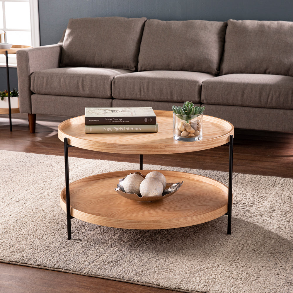 American Home Furniture | SEI Furniture - Verlington Round Cocktail Table - Natural