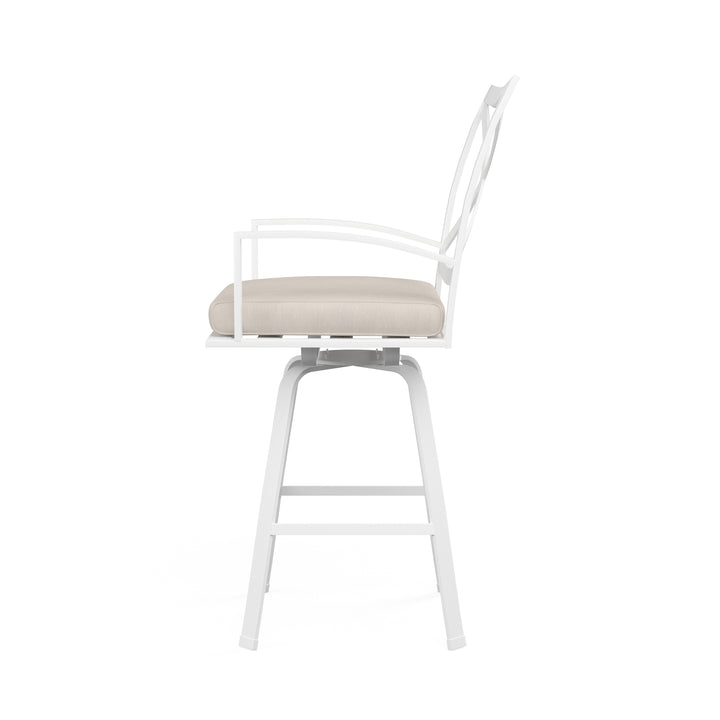 American Home Furniture | Sunset West - Bristol Swivel Barstool in Canvas Flax w/ Self Welt