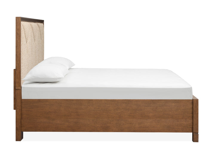 Callisto Bourbon Brown King Upholstered Panel Storage Bed - B6396-65A