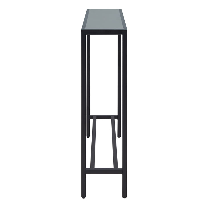 American Home Furniture | SEI Furniture - Darrin Narrow Long Console Table w/ Mirrored Top – Black