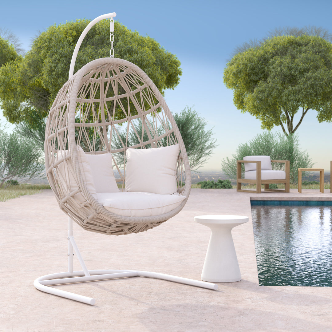 Dana Rope Hanging Club Chair in Canvas Skyline w/ Self Welt