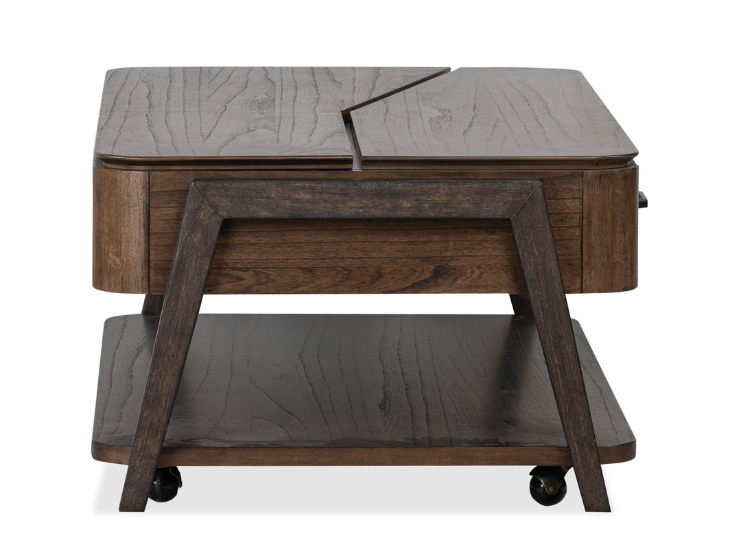 Hallie Milk Chocolate And Dark Chocolate Lift Top Storage Cocktail Table With Casters - T6355-50