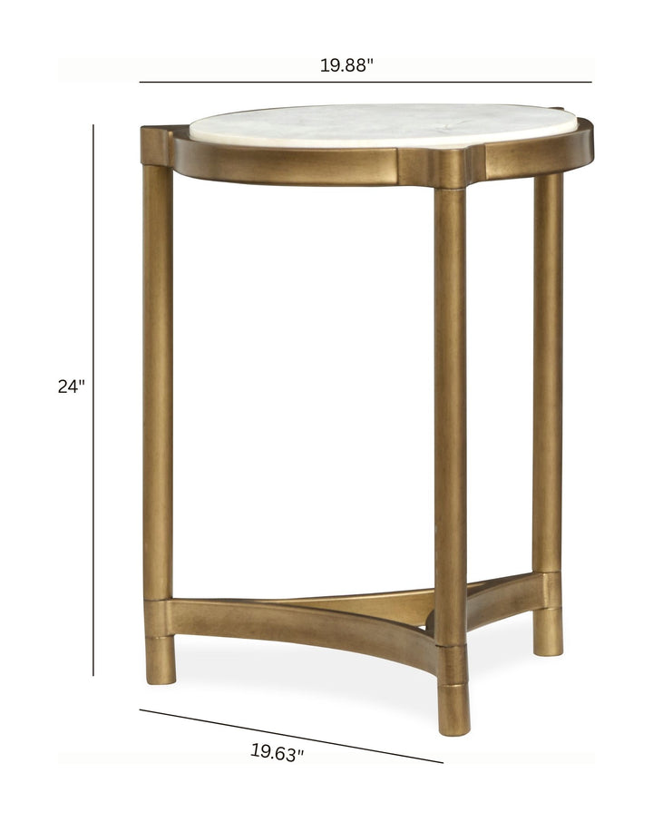 Cassidy Aged Brass And Volakas Classic Round Accent Table - T6357-35
