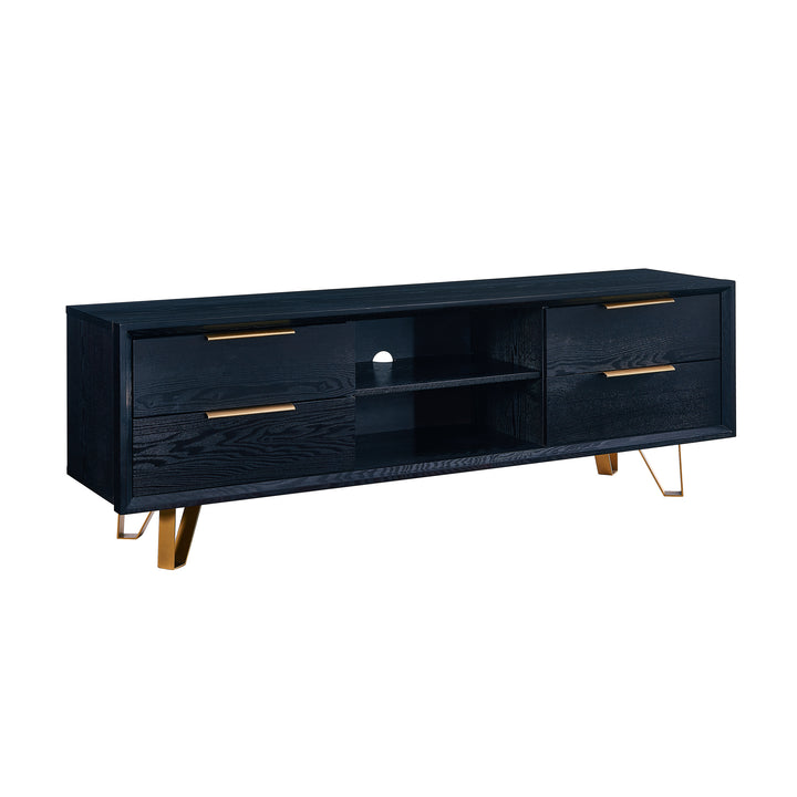 American Home Furniture | SEI Furniture - Malone Black Entertainment Console