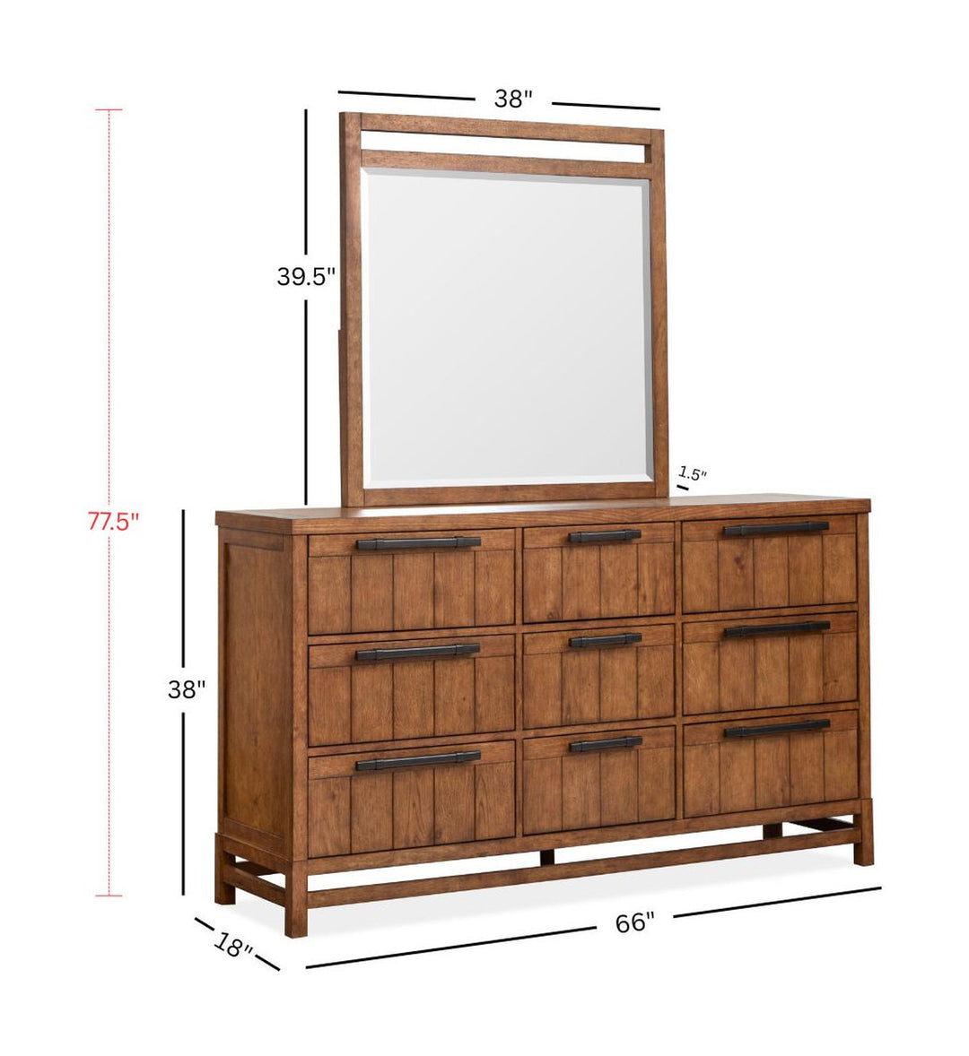 Conway Honey Wheat Drawer Dresser With Portrait Mirror - B6422-2042