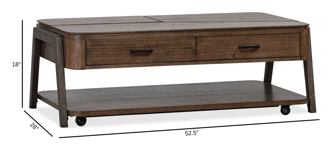 Hallie Milk Chocolate And Dark Chocolate Lift Top Storage Cocktail Table With Casters - T6355-50