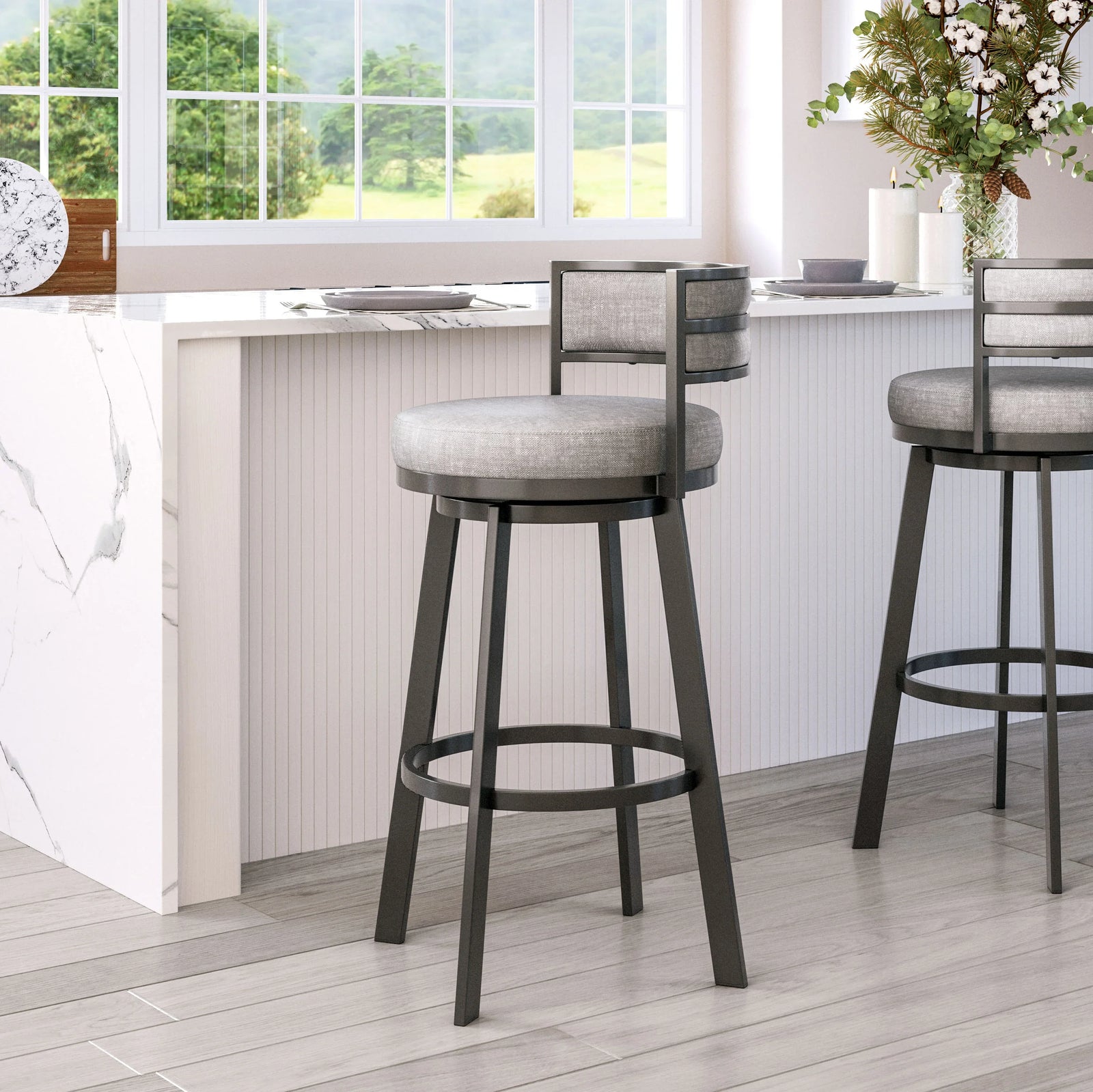 Zuo Gimsby Swivel Barstool Gray BAR STOOLS + COUNTER STOOLS