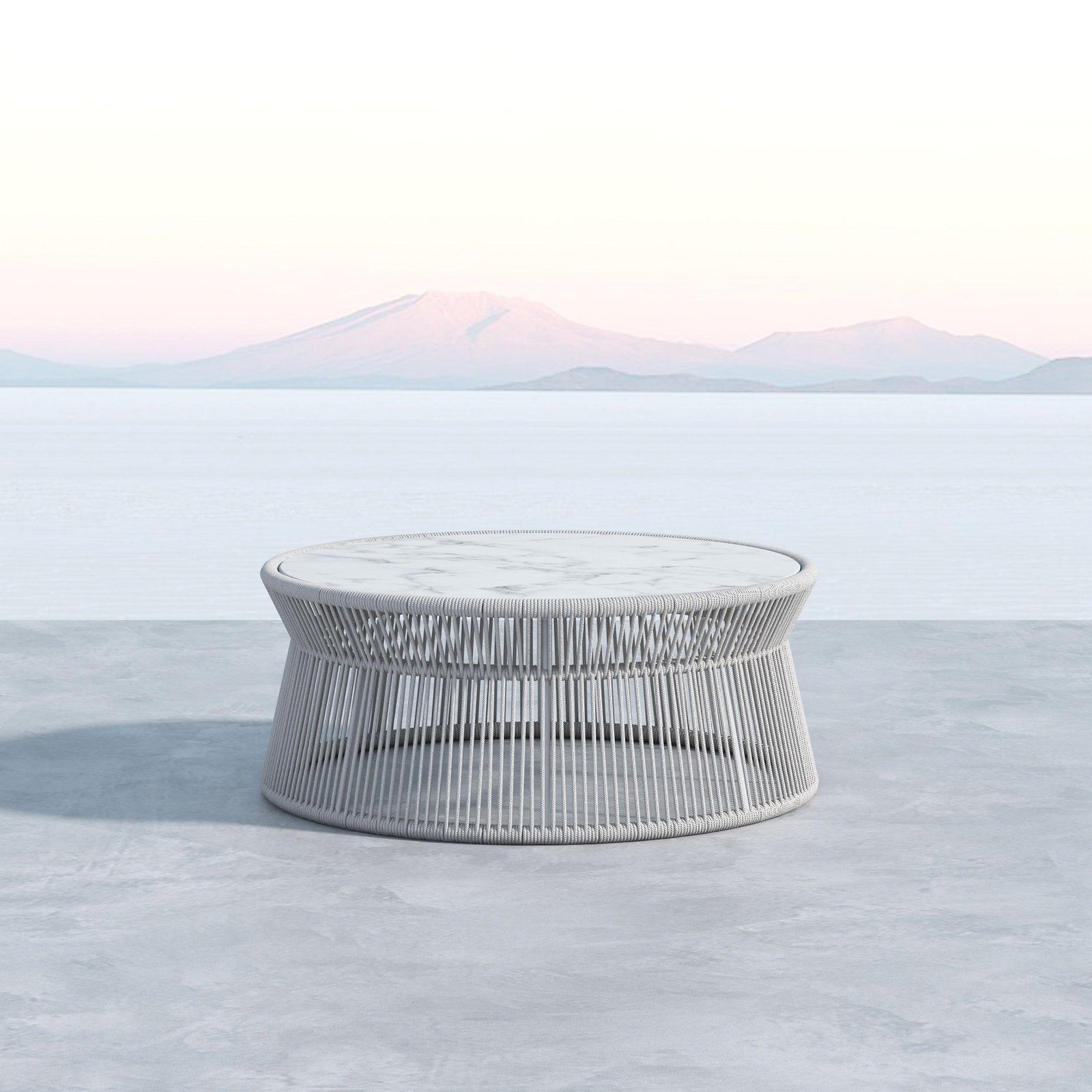 Sunset West Miami Coffee Table with Honed Cararra Marble Top OUTDOOR COFFEE TABLES