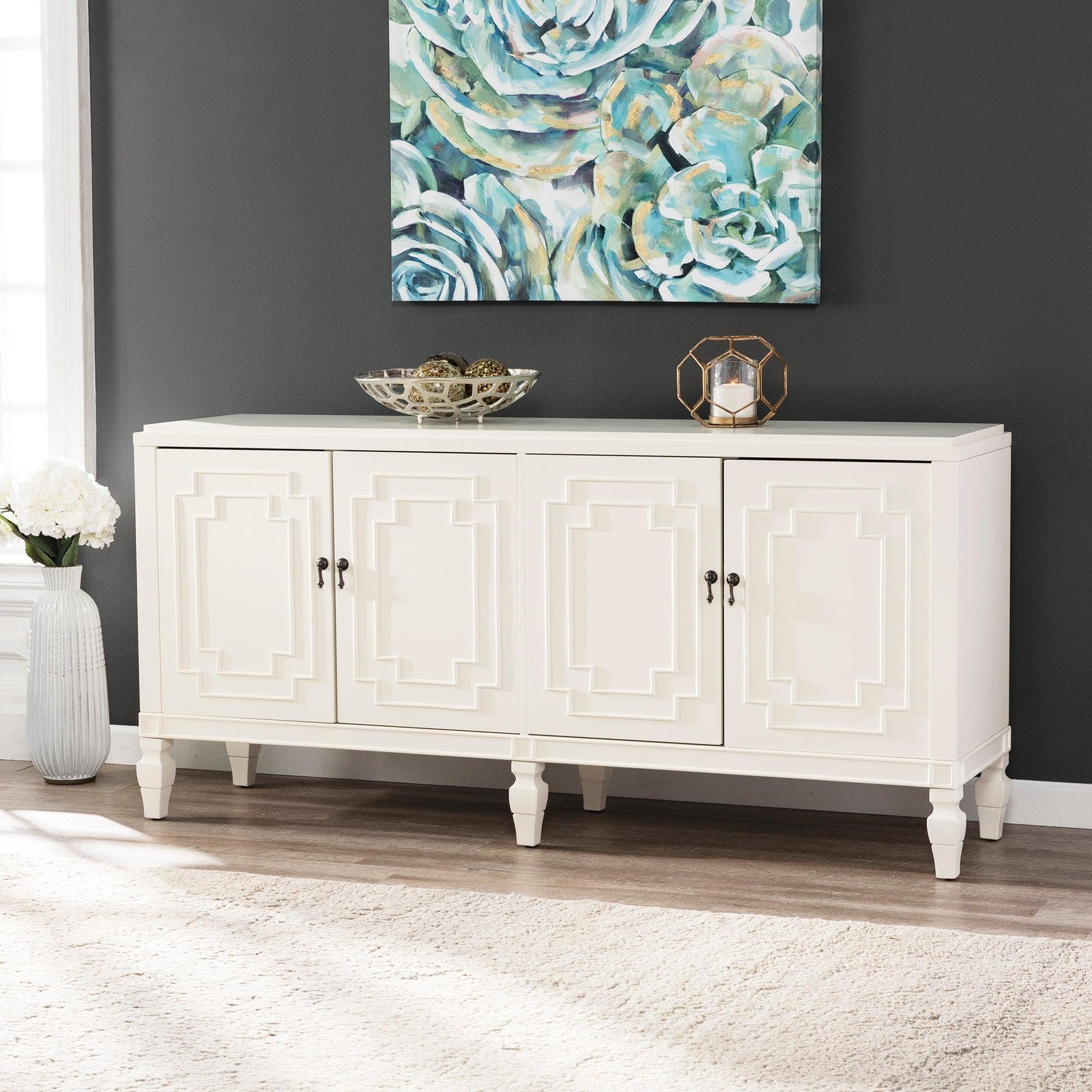 SEI Furniture Tropman Antique White Low-Profile Accent Cabinet CABINETS