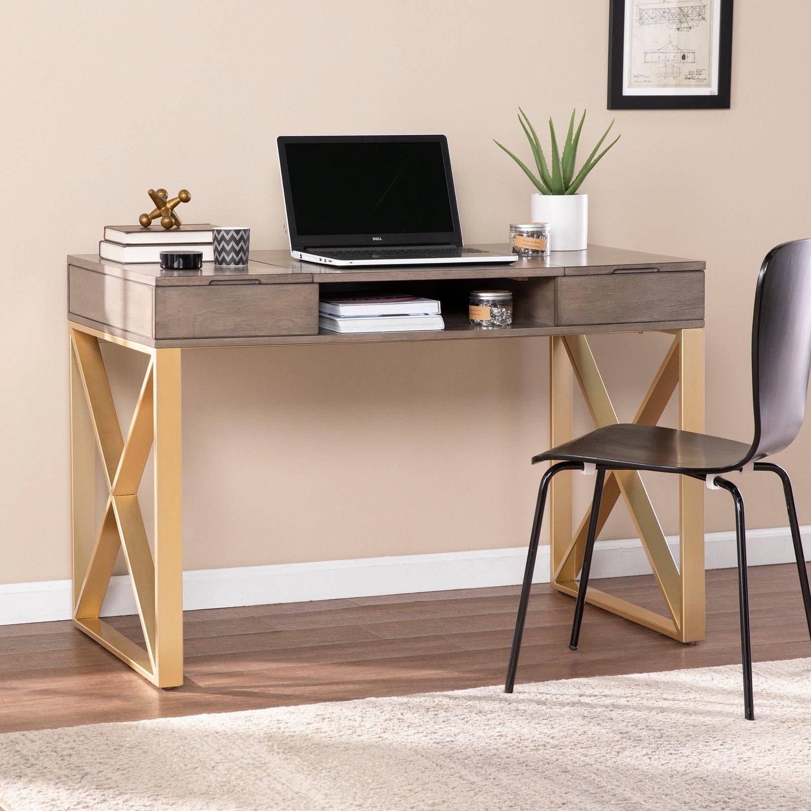 SEI Furniture Bardmont Two-Tone Desk w/ Storage DESKS