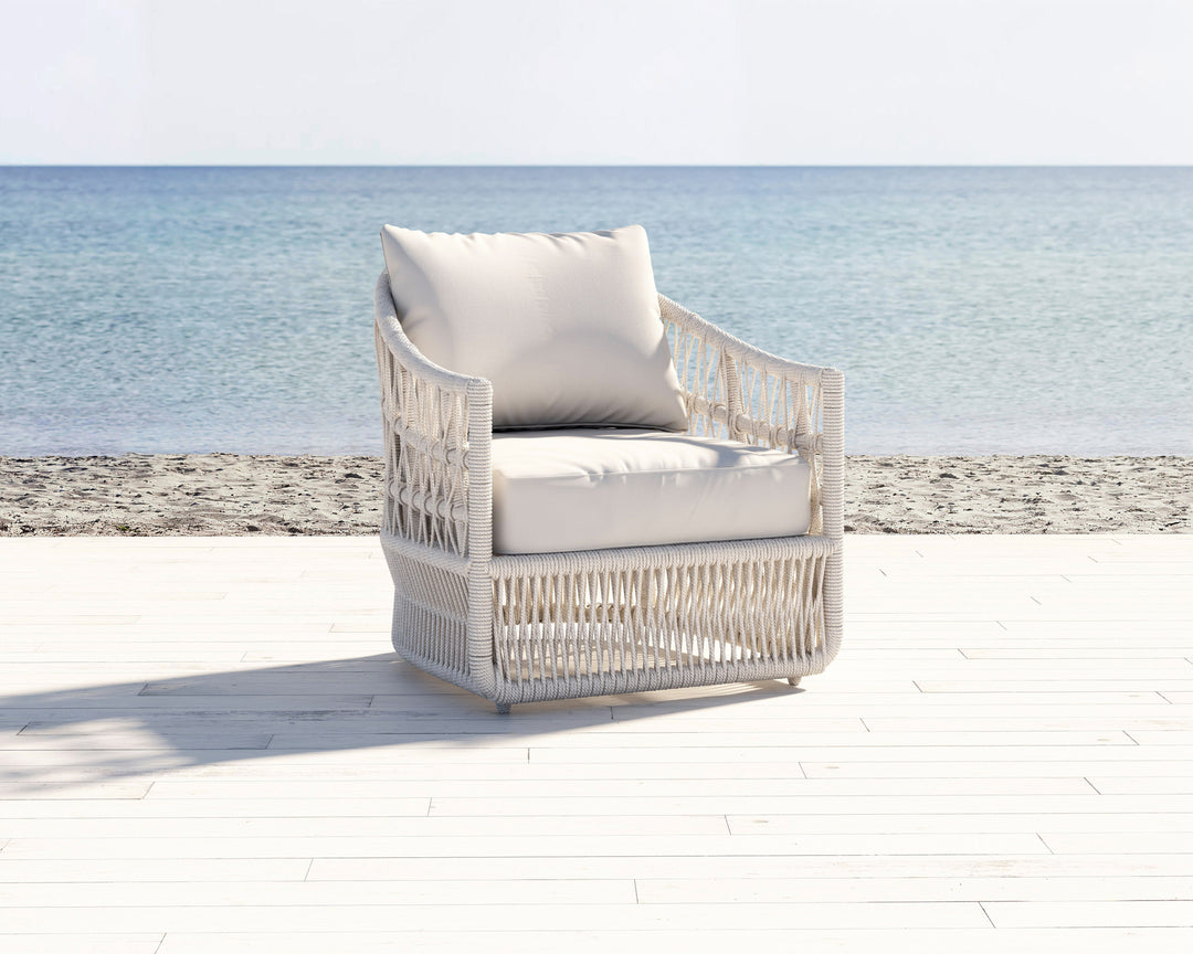 American Home Furniture | Sunset West - Dana Rope Club Chair in Linen Canvas w/ Self Welt