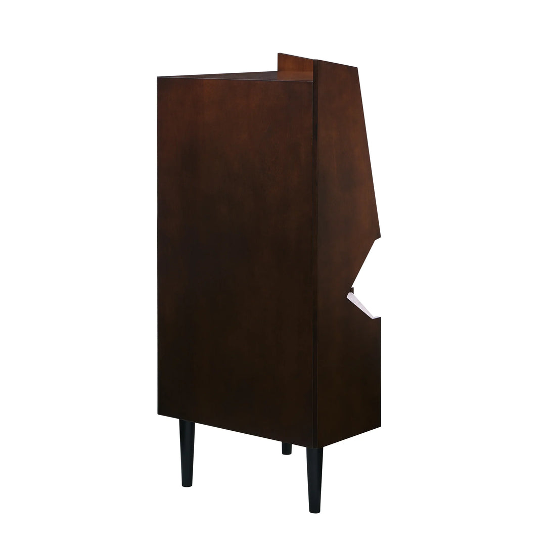 Larson Corner Bar Cabinet - Dark Tobacco - AmericanHomeFurniture