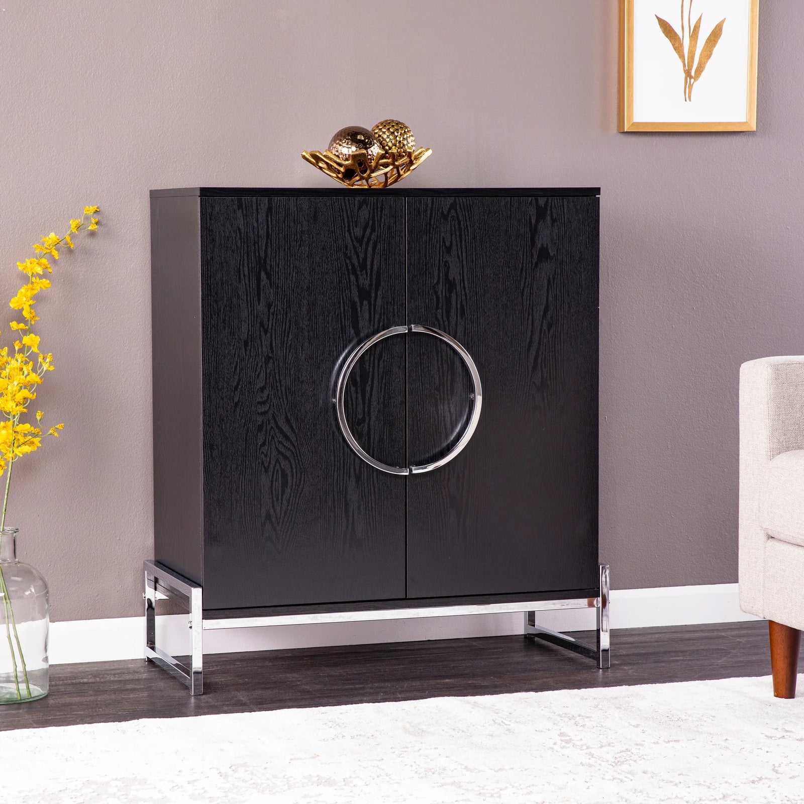 SEI Furniture Pierton Double-Door Bar Cabinet BAR + BAR CARTS