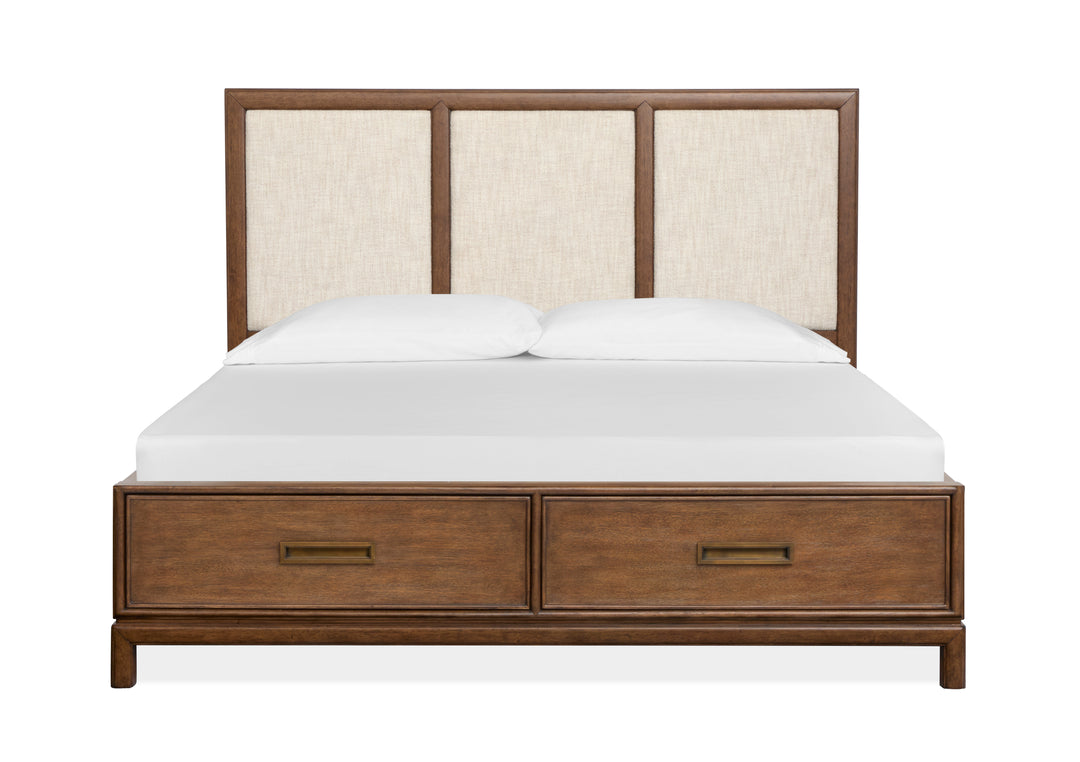 Ridgefield Russet California King Upholstered Panel Storage Bed - B6436-75A