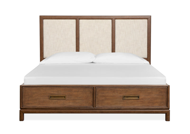 Ridgefield Russet California King Upholstered Panel Storage Bed - B6436-75A