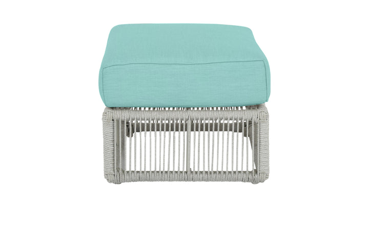 Miami Ottoman in Dupione Celeste w/ Self Welt