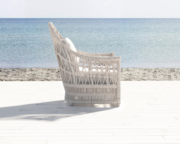 Dana Rope Wing Chair in Canvas Skyline w/ Self Welt