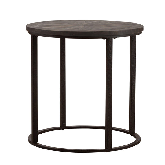 SEI Furniture Landsmill Round Industrial End Table ACCENT TABLES