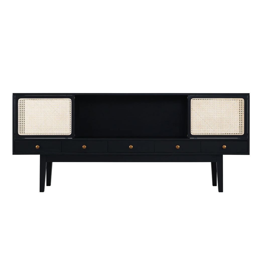 Holly & Martin Simms Midcentury Modern Media Console - Black - AmericanHomeFurniture