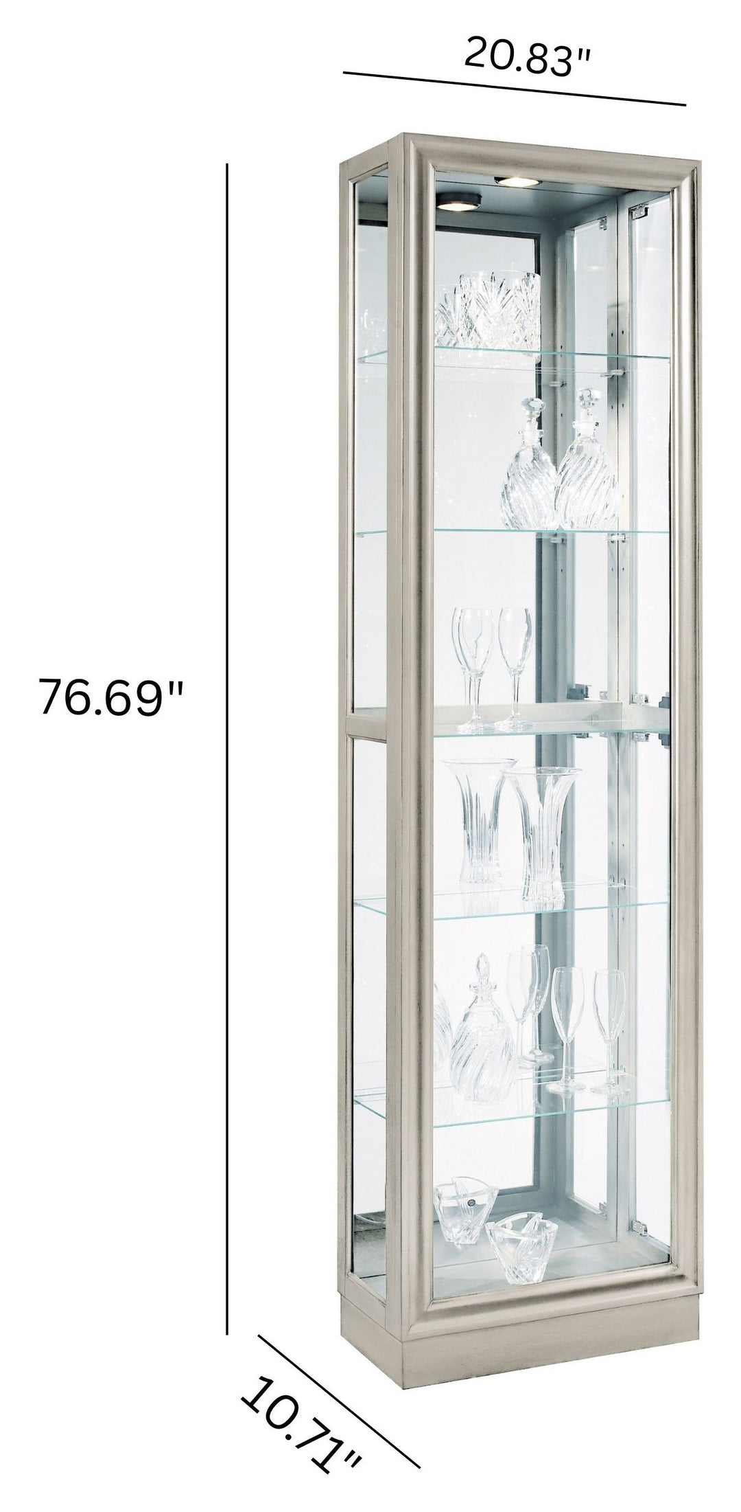 Curios Platinum Silver Side Entry 5 Shelf Curio Cabinet - 21455
