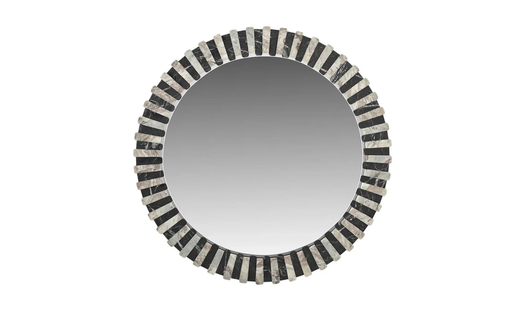 Isolde Mirror Black and Beige Marble - AmericanHomeFurniture