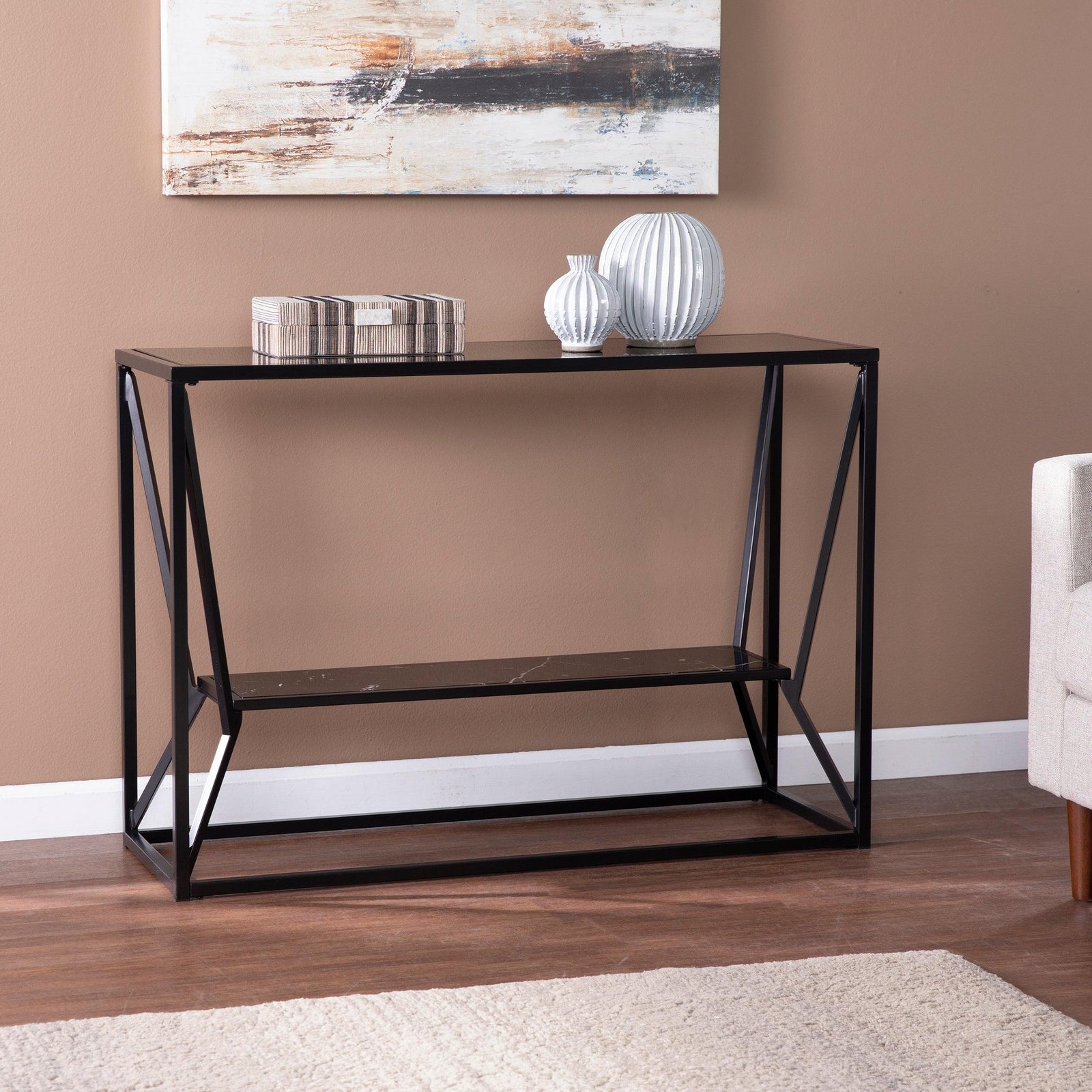 SEI Furniture Argall Long Glass-Top Console Table CONSOLE TABLES