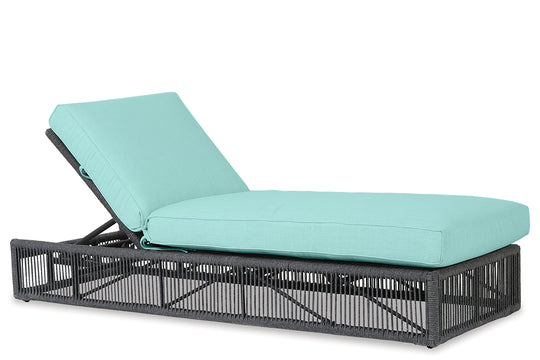 Milano Adjustable Chaise in Dupione Celeste w/ Self Welt