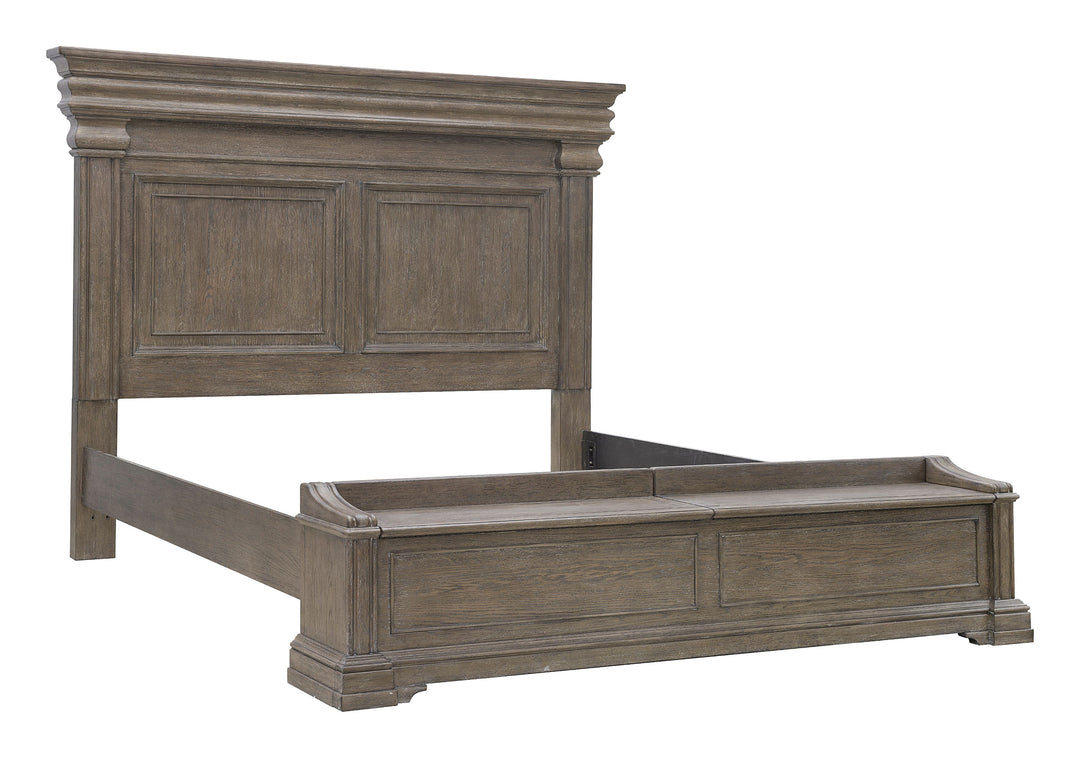Madison Ridge Natural Bark Queen Bed With Chest Footboard - P413-BR-K2
