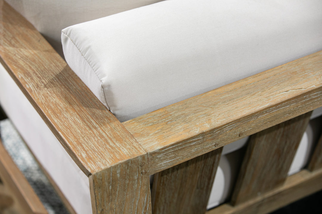 Coastal Teak Sofa in Canvas Skyline, No Welt