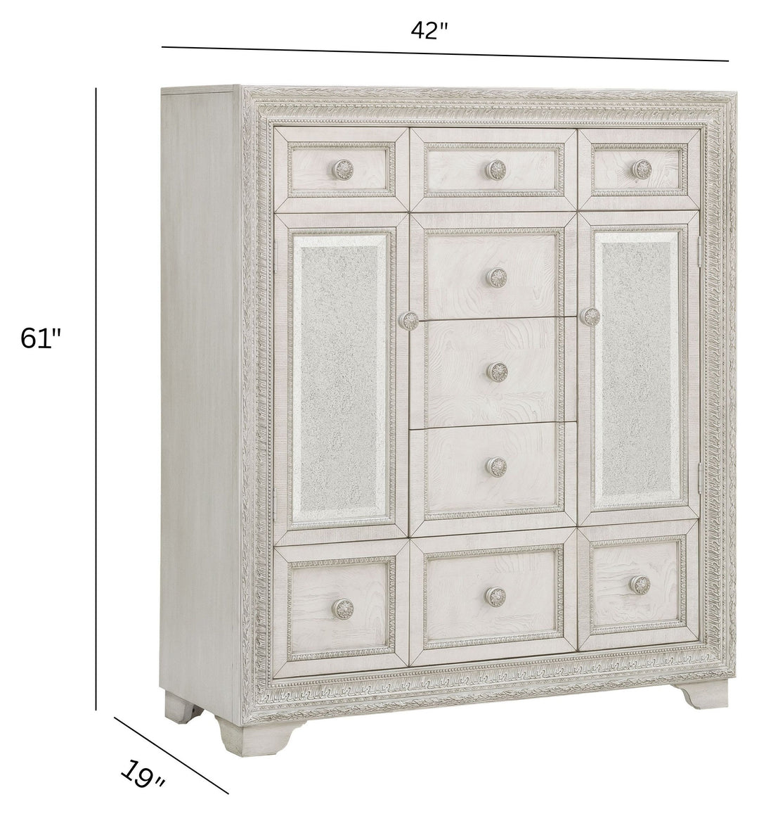 Camila Creamy White 9 Drawer Door Chest - P269125S