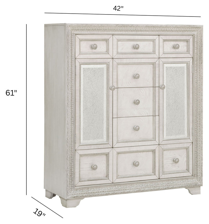 Camila Creamy White 9 Drawer Door Chest - P269125S