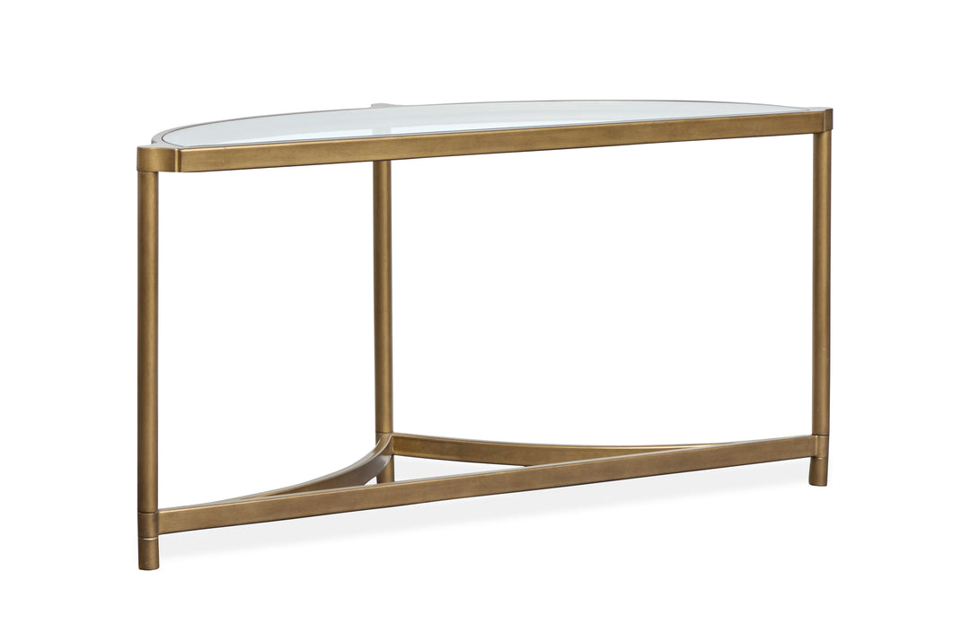 Cassidy Aged Brass And Volakas Classic Demilune Sofa Table - T6357-75