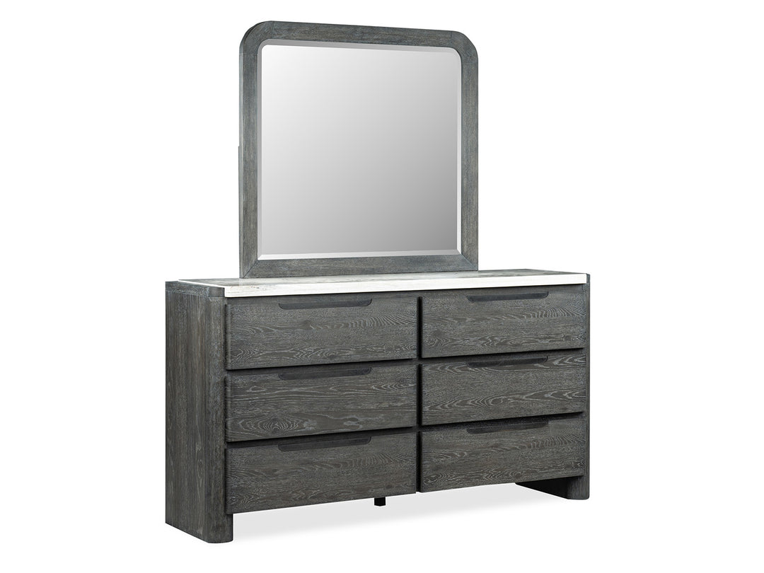 Keaton Black Double Drawer Dresser With Portrait Mirror - B6614-2242