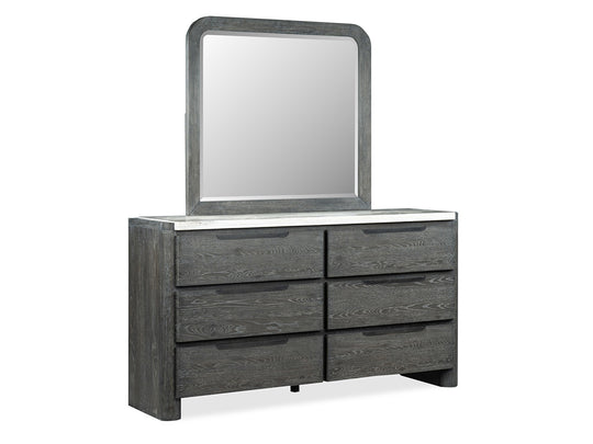 Keaton Black Double Drawer Dresser With Portrait Mirror - B6614-2242