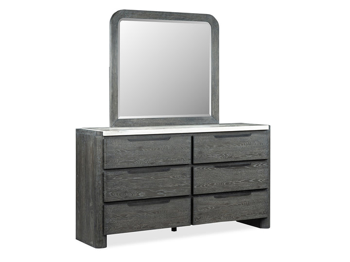 Keaton Black Double Drawer Dresser With Portrait Mirror - B6614-2242