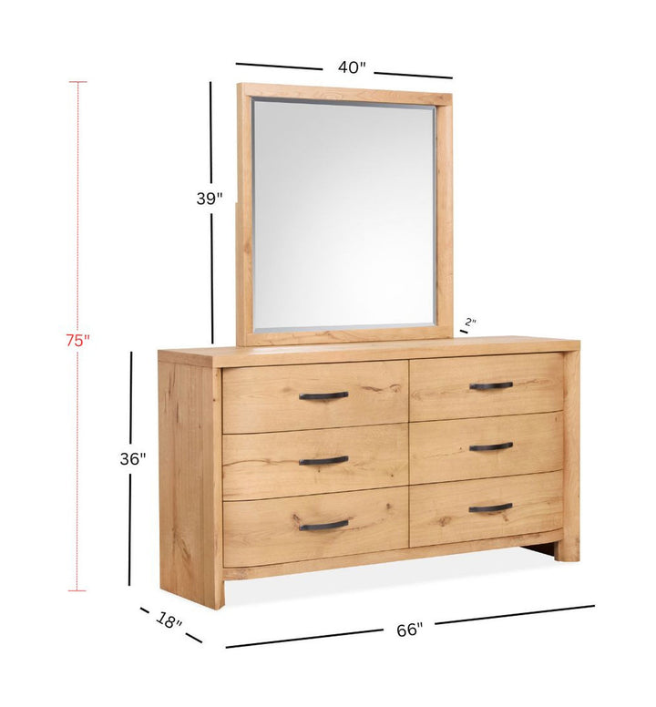 Laramie Honey Wheat Double Drawer Dresser With Landscape Mirror - B6433-2240
