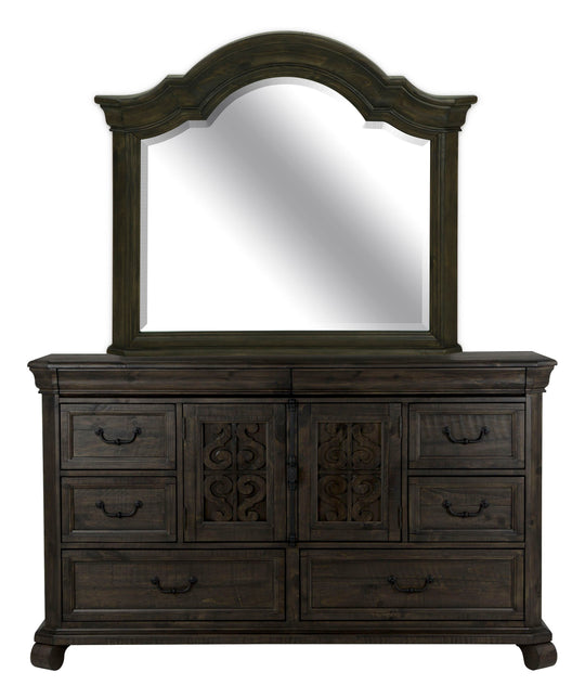 Bellamy Peppercorn Drawer Dresser With Shaped Mirror - B2491-2045