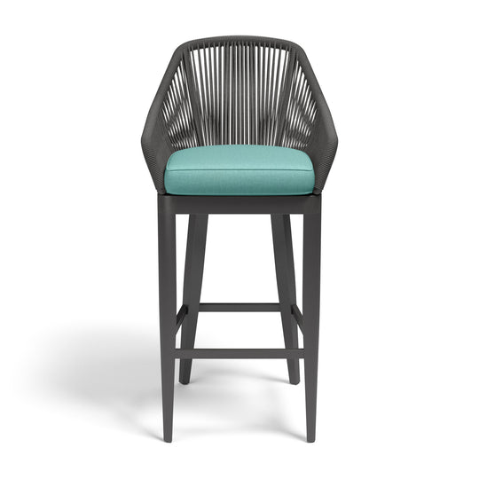 Milano Barstool in Dupione Celeste w/ Self Welt