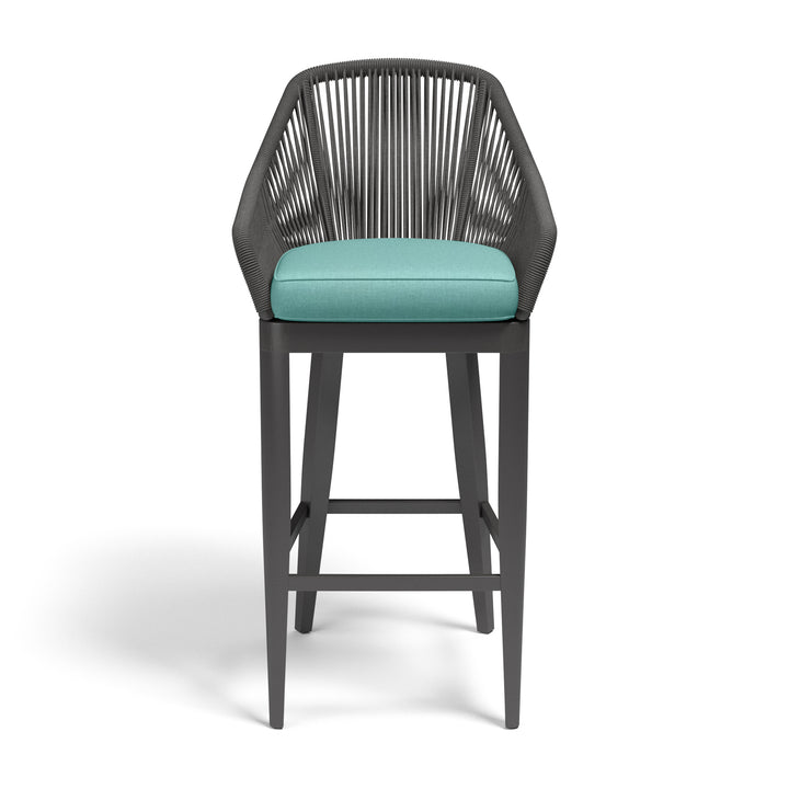 Milano Barstool in Dupione Celeste w/ Self Welt